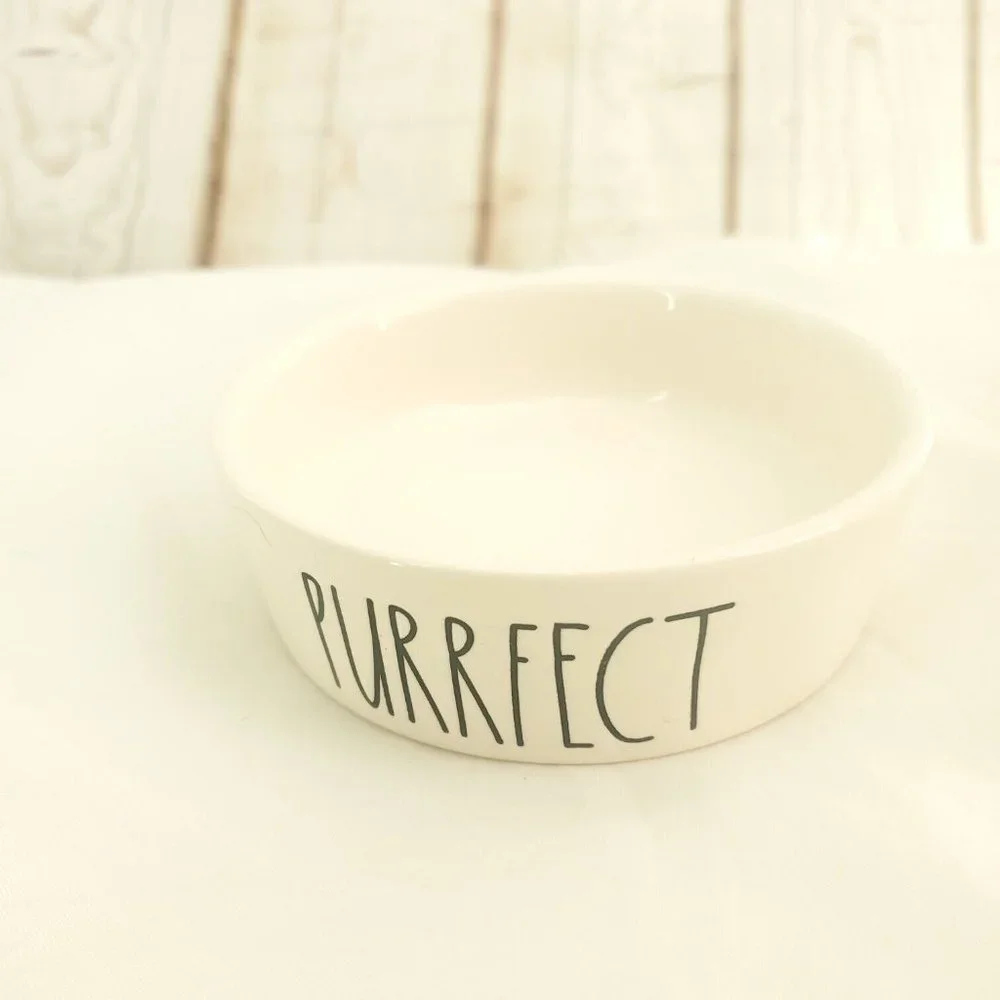 Rae Dunn Artisan Collection By Magenta White Purrfect Ceramic Cat Bowl